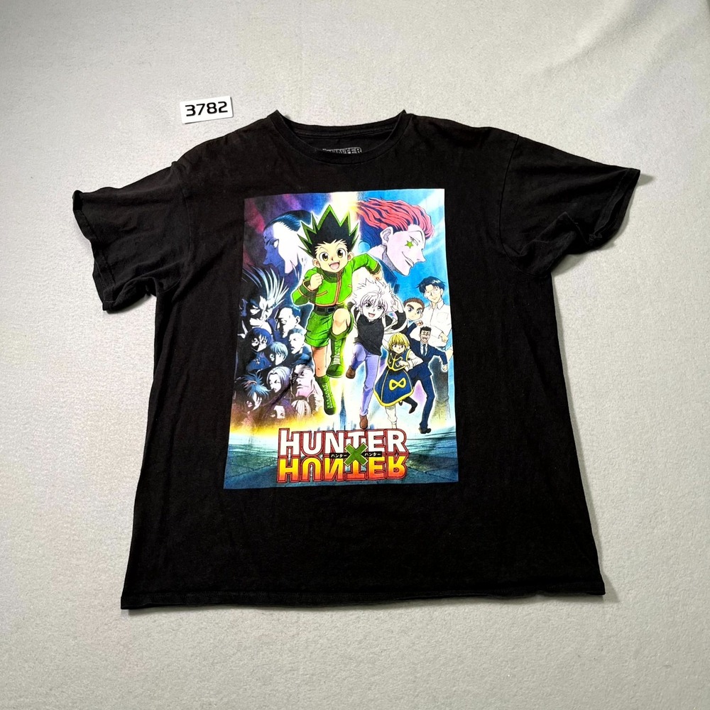 Hunter x Hunter Anime Character Poster T Shirt‎ Mens Large Black Graphic Print